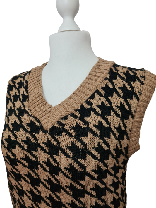 Pull sans manches pied-de-poule vintage made in Italy des années 2000 Brocante