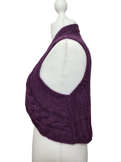 Boléro violet Caroll femme laine alpaga fabriqué Italie chic des années 90-2000 Brocante
