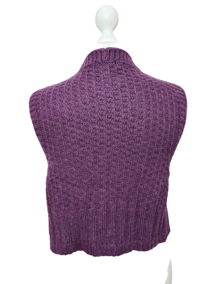 Boléro violet Caroll femme laine alpaga fabriqué Italie chic des années 90-2000 Brocante