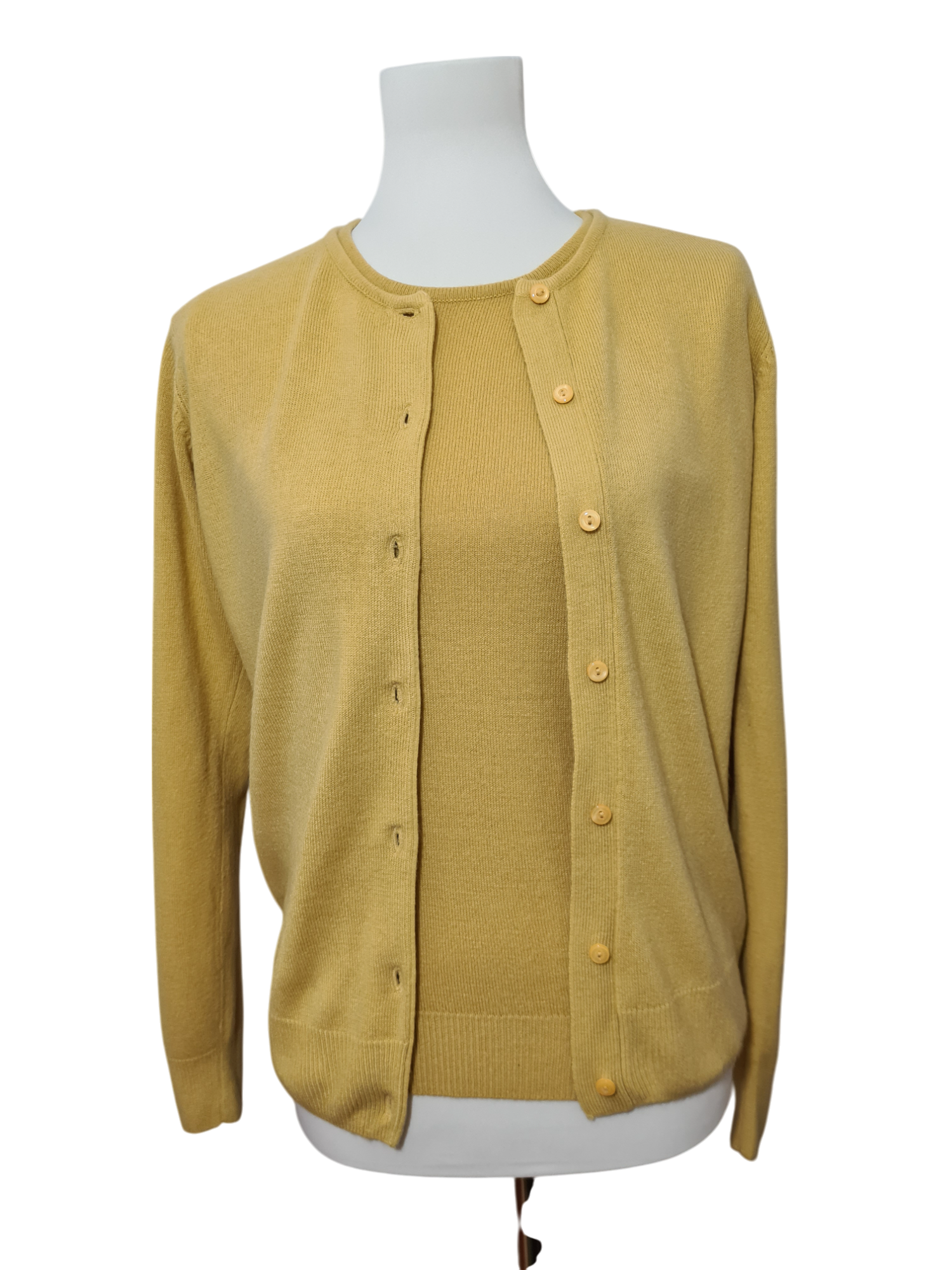 Twin-set jaune vintage femme cardigan & pull rétro 90s Brocante