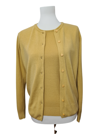 Twin-set jaune vintage femme cardigan & pull rétro 90s Brocante