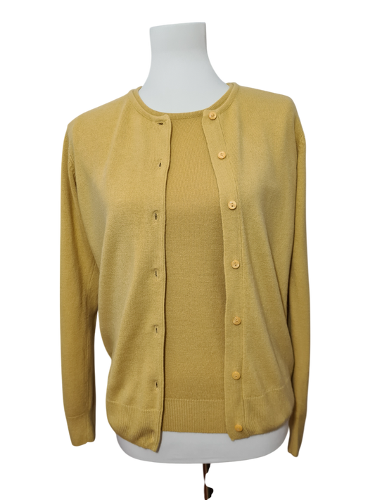 Twin-set jaune vintage femme cardigan & pull rétro 90s Brocante