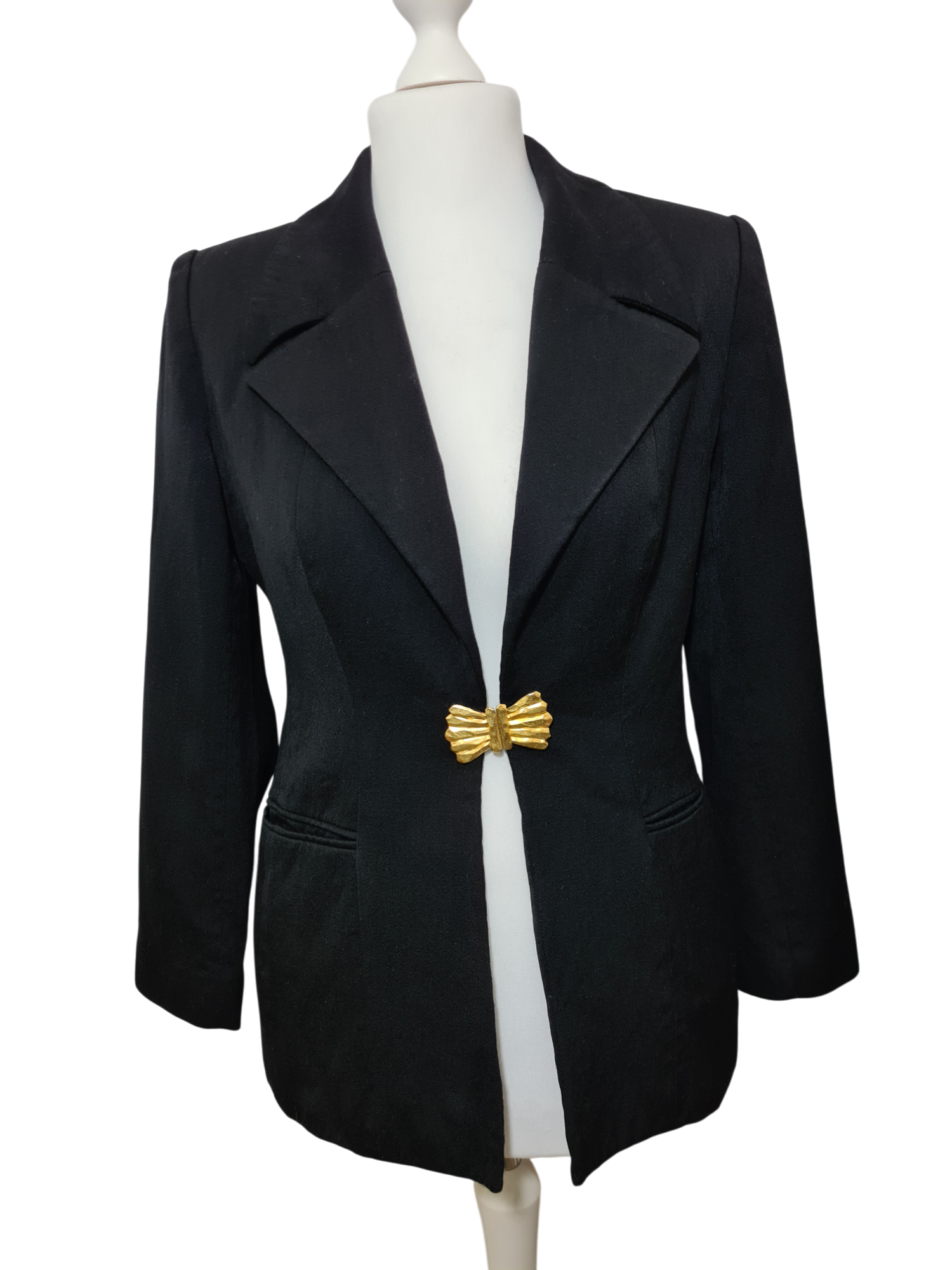 Veste noire vintage 80s Pauline Paris cintrée made in France Brocante