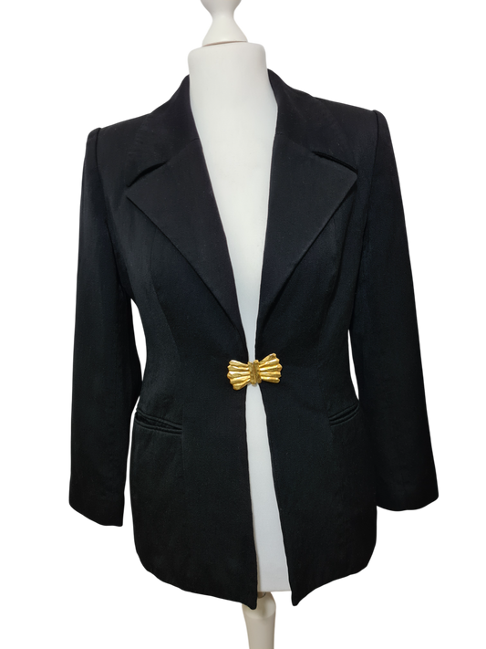 Veste noire vintage 80s Pauline Paris cintrée made in France Brocante