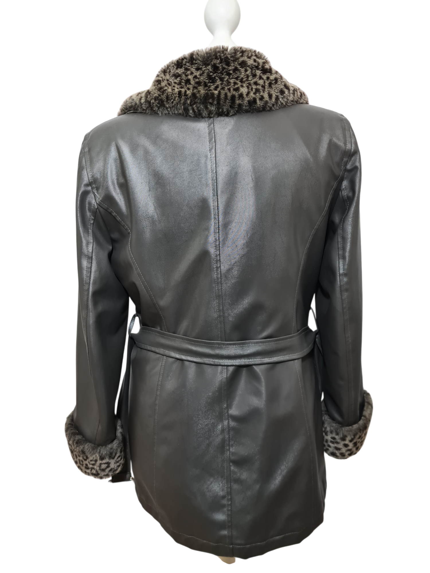 Manteau vintage des années 90-2000 simili cuir & fausse fourrure Square de Paris Brocante