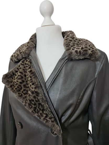 Manteau vintage des années 90-2000 simili cuir & fausse fourrure Square de Paris Brocante