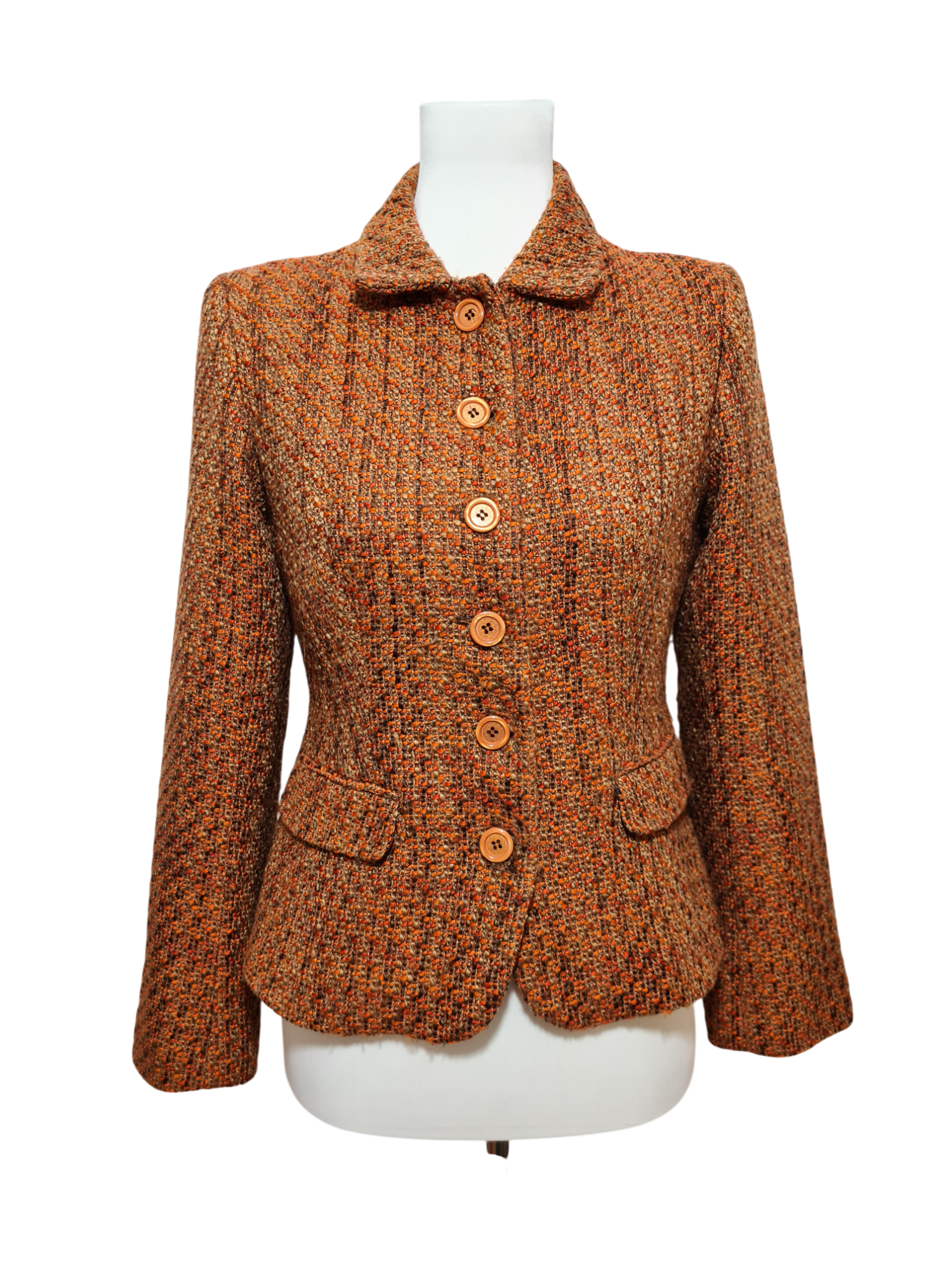 Veste tweed vintage Arlice Paris orange made in France Brocante