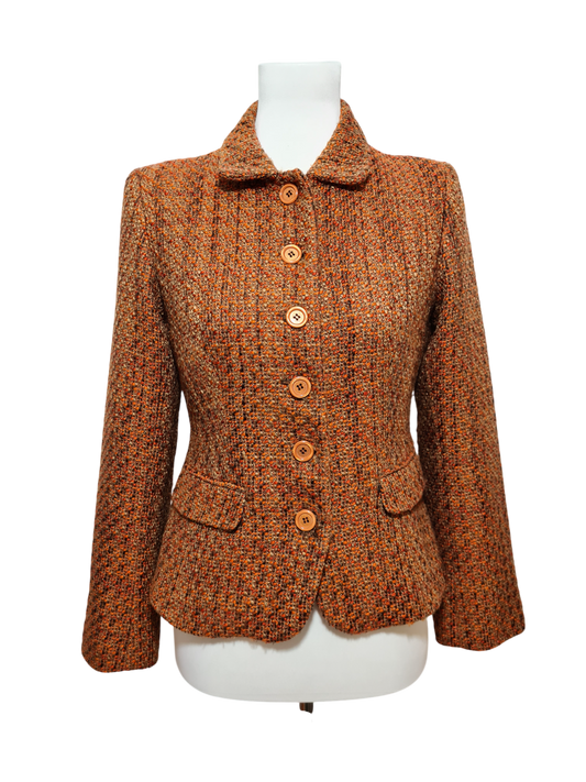 Veste tweed vintage Arlice Paris orange made in France Brocante