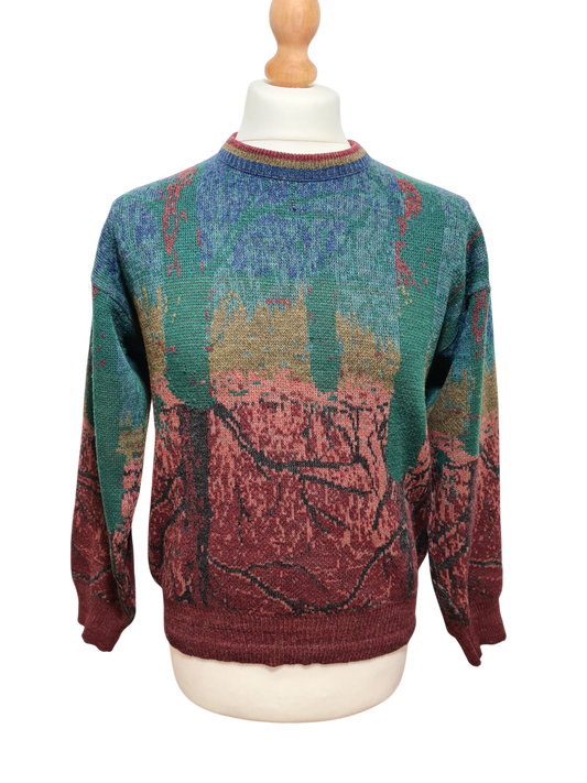 Pull vintage homme Lewinger Paris multicolore M style 90s EMMAUS