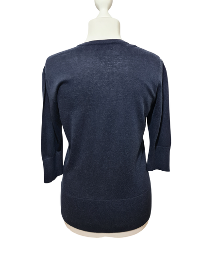 Cardigan bleu marine coton Pablo Gérard Darel sequins des années 2000 EMMAUS