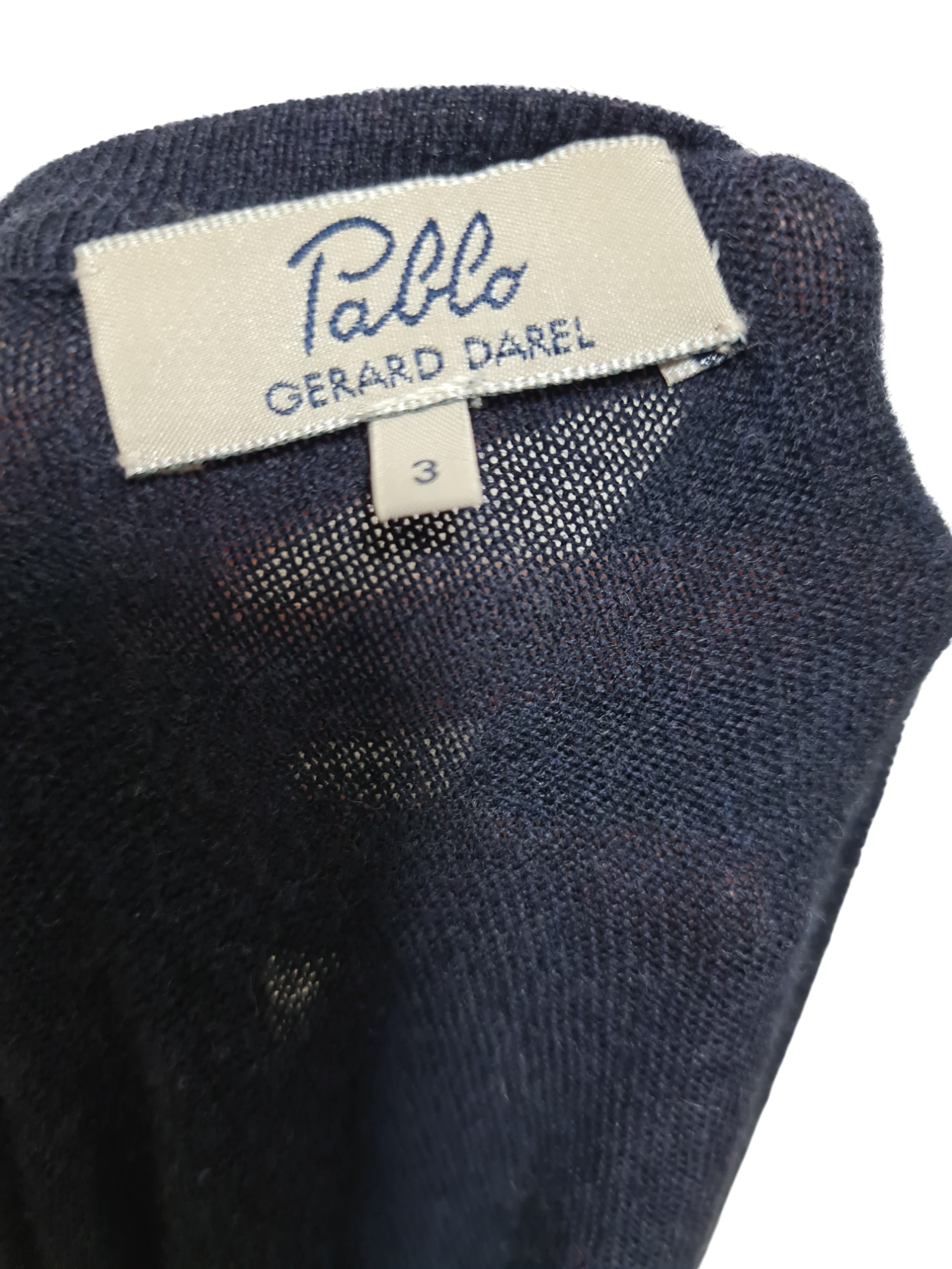 Cardigan bleu marine coton Pablo Gérard Darel sequins des années 2000 EMMAUS