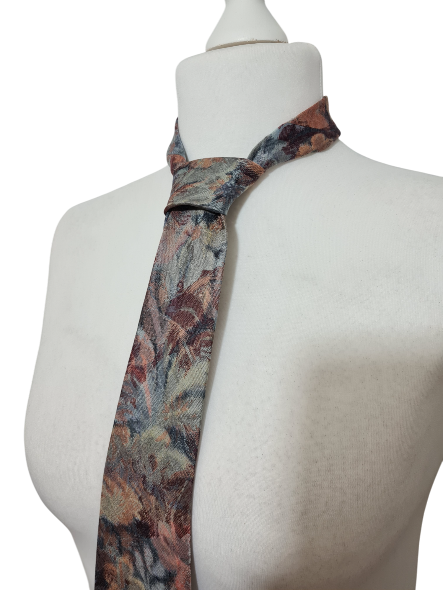 Cravate vintage pastel fleurie Yves Dorsey made in France EMMAUS