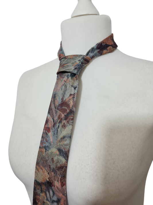Cravate vintage pastel fleurie Yves Dorsey made in France EMMAUS