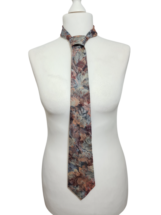 Cravate vintage pastel fleurie Yves Dorsey made in France EMMAUS