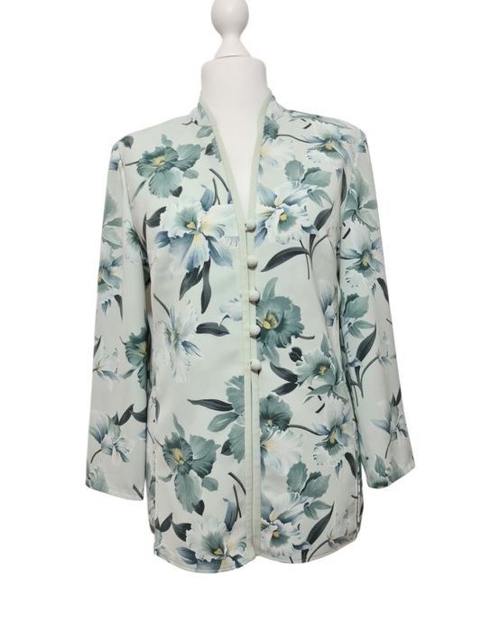 Veste fleurie fluide style japonisant Weill Paris des années 2000 EMMAUS