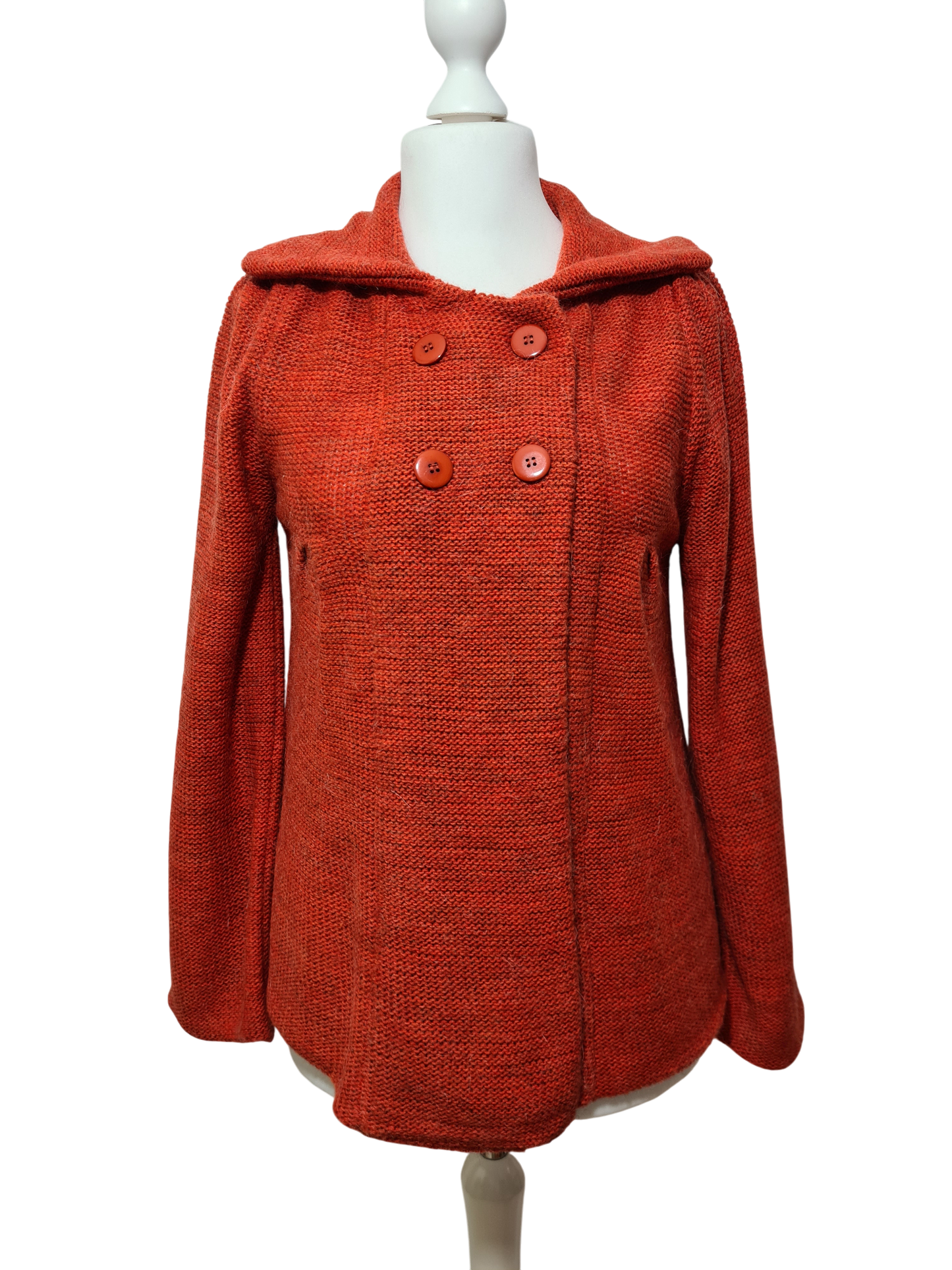 Pull vintage italien femme L orange mohair laine boutons haut 80s 90s