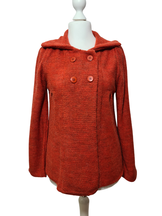 Pull vintage italien femme L orange mohair laine boutons haut 80s 90s