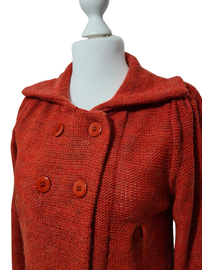 Pull vintage italien femme L orange mohair laine boutons haut 80s 90s