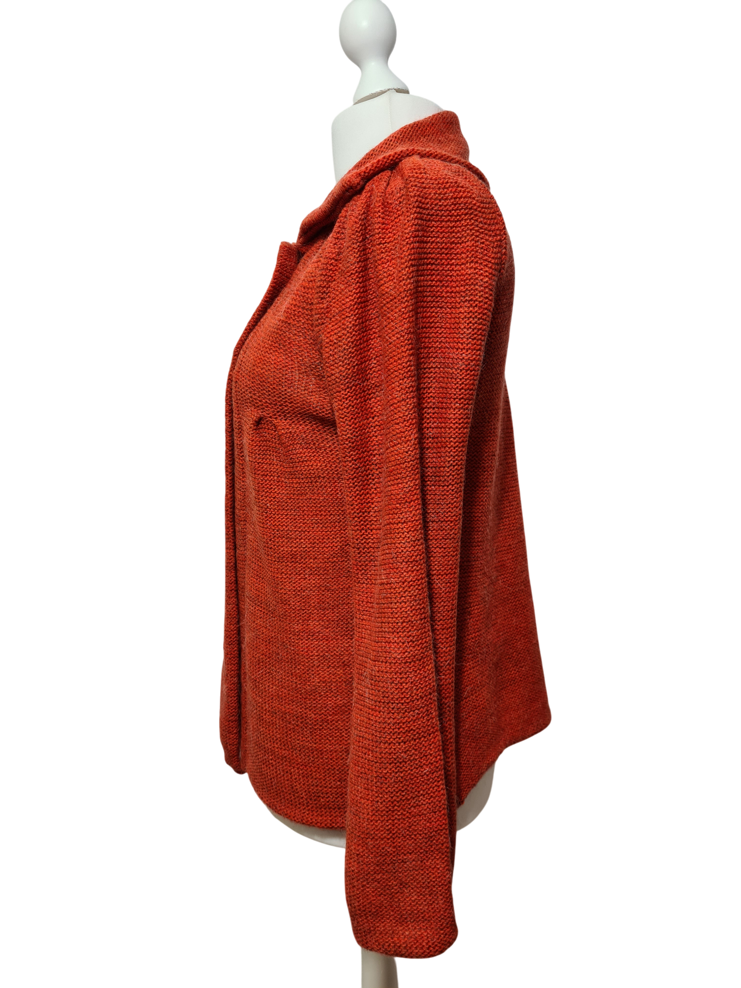 Pull vintage italien femme L orange mohair laine boutons haut 80s 90s