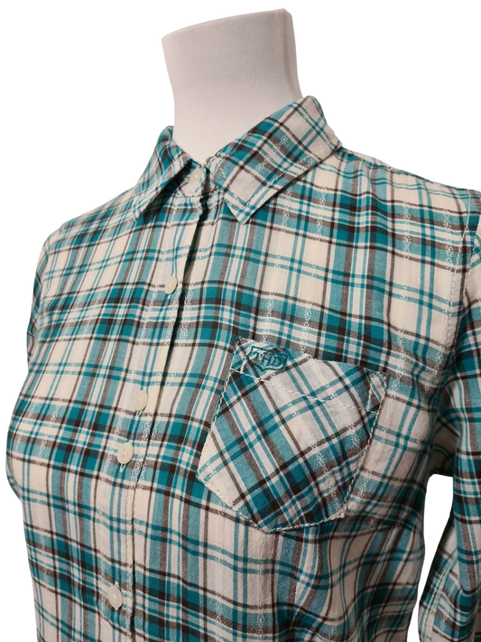 Chemise femme Tommy Hilfiger Denim carreaux vert coton Marché de Montreuil