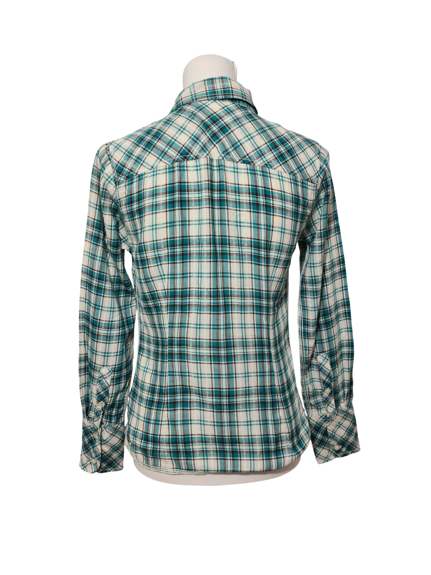 Chemise femme Tommy Hilfiger Denim carreaux vert coton Marché de Montreuil