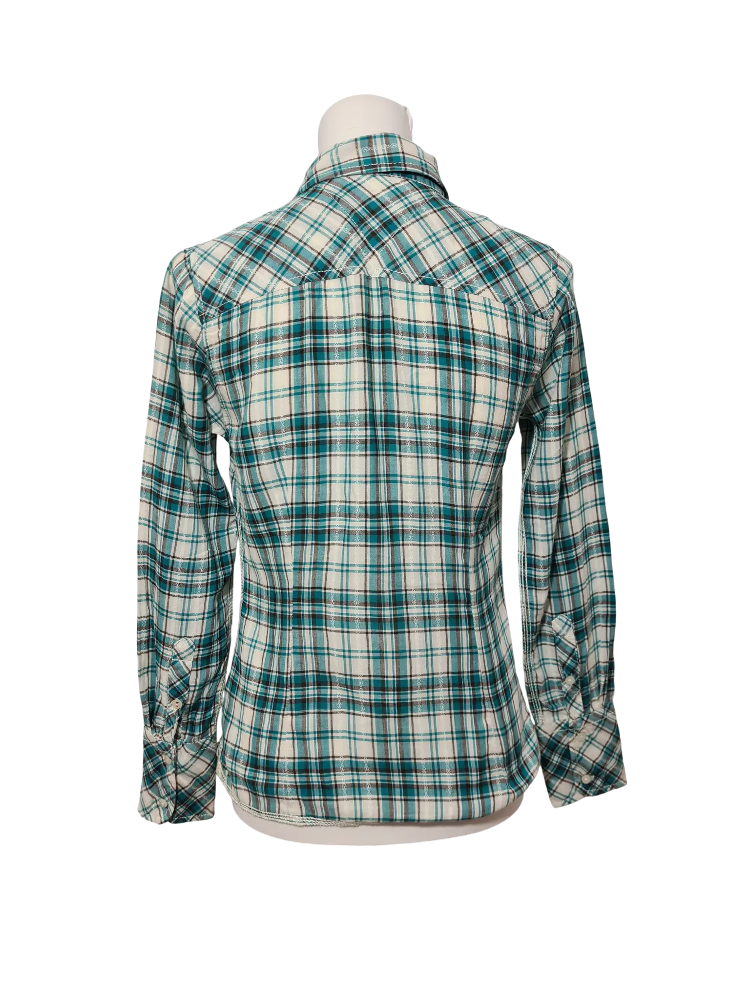 Chemise femme Tommy Hilfiger Denim carreaux vert coton Marché de Montreuil