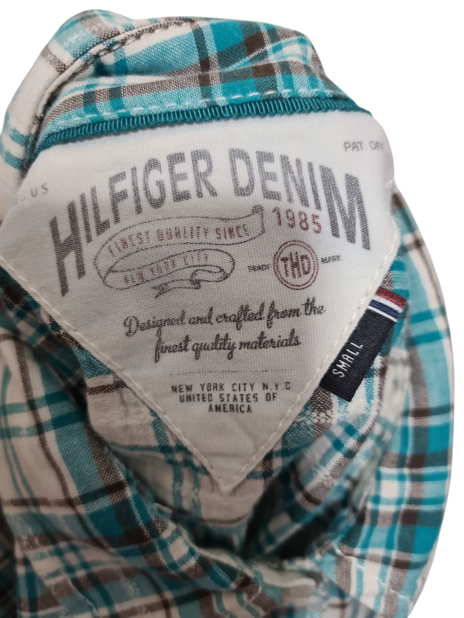 Chemise femme Tommy Hilfiger Denim carreaux vert coton Marché de Montreuil