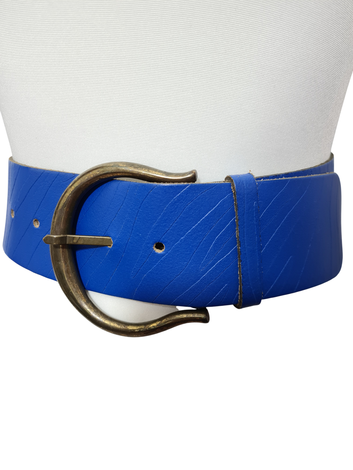 Ceinture vintage femme bleue cuir Made in France T.70