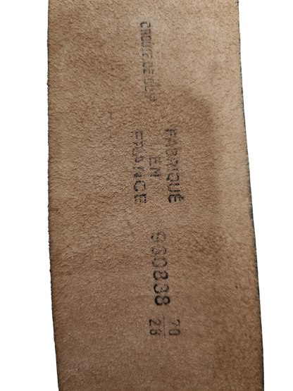 Ceinture vintage femme bleue cuir Made in France T.70