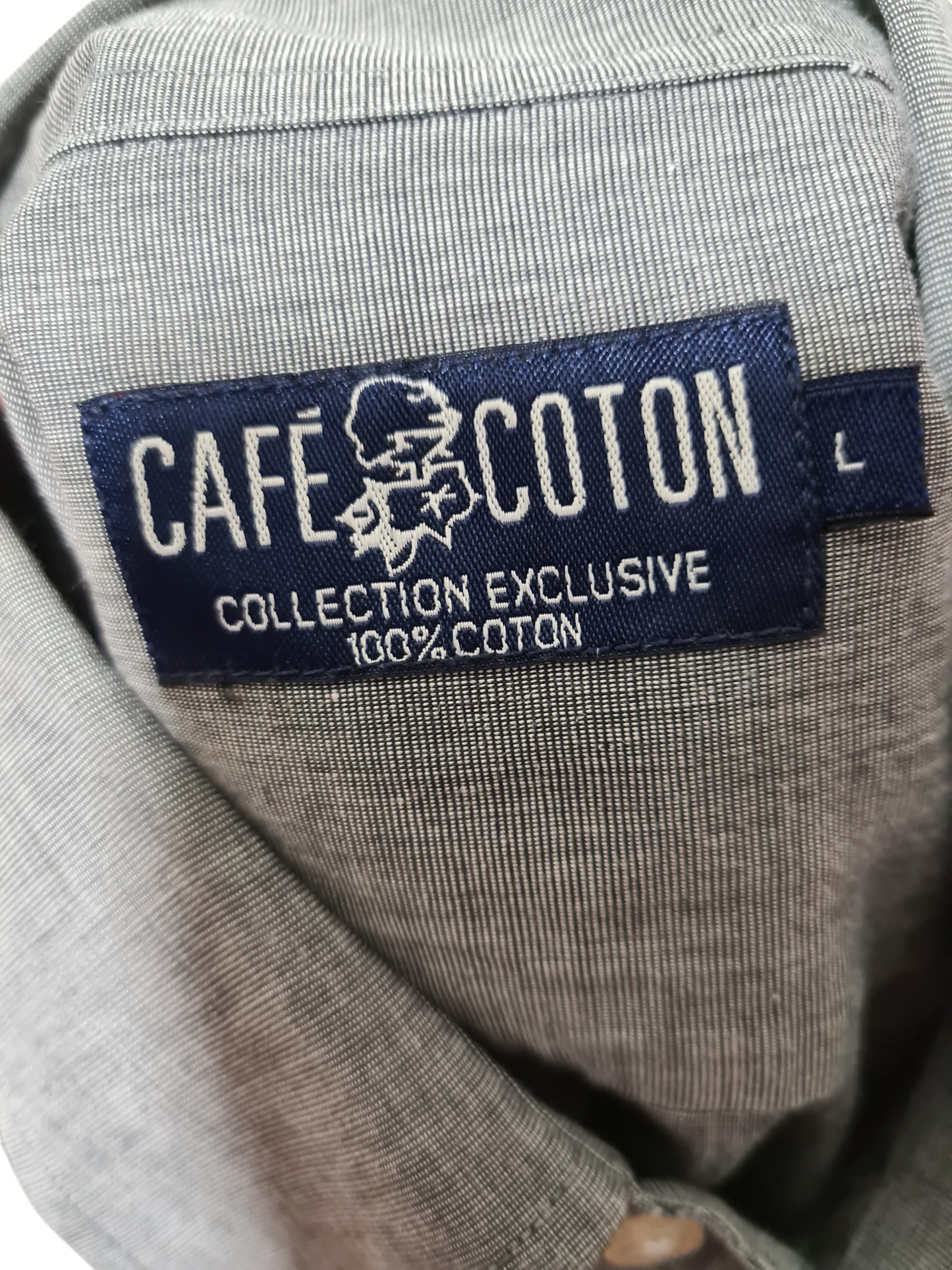 Chemise homme Café Coton grise 100% coton taille L