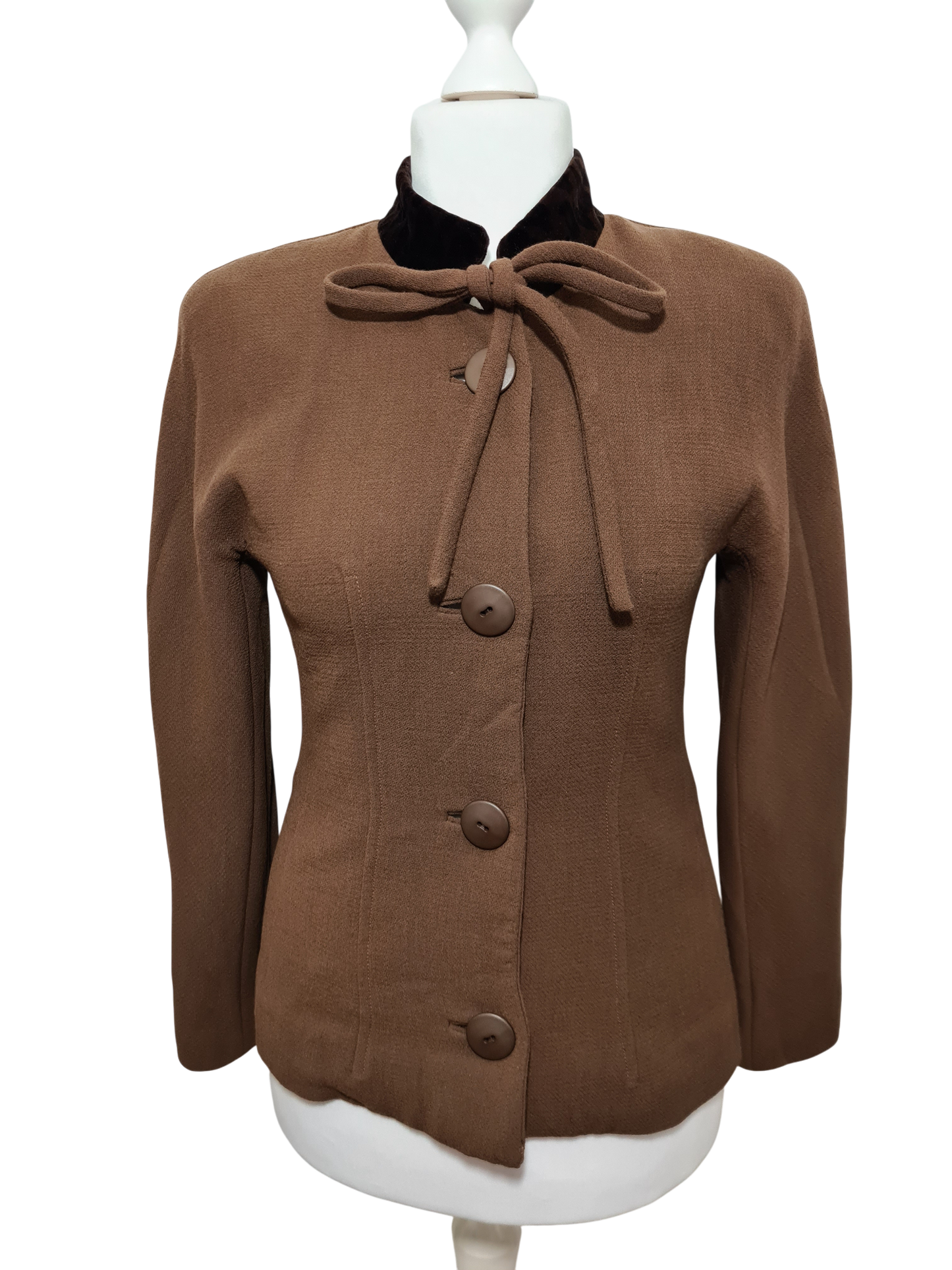 Veste femme vintage Angelita Barcelona laine col velours T.40