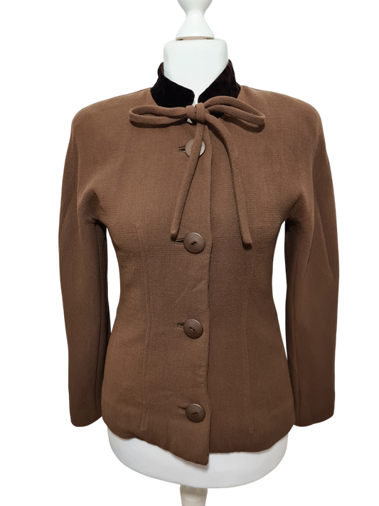 Veste femme vintage Angelita Barcelona laine col velours T.40