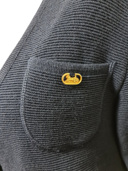 Cardigan vintage bleu marine Lima Euromotte laine mérinos T.42