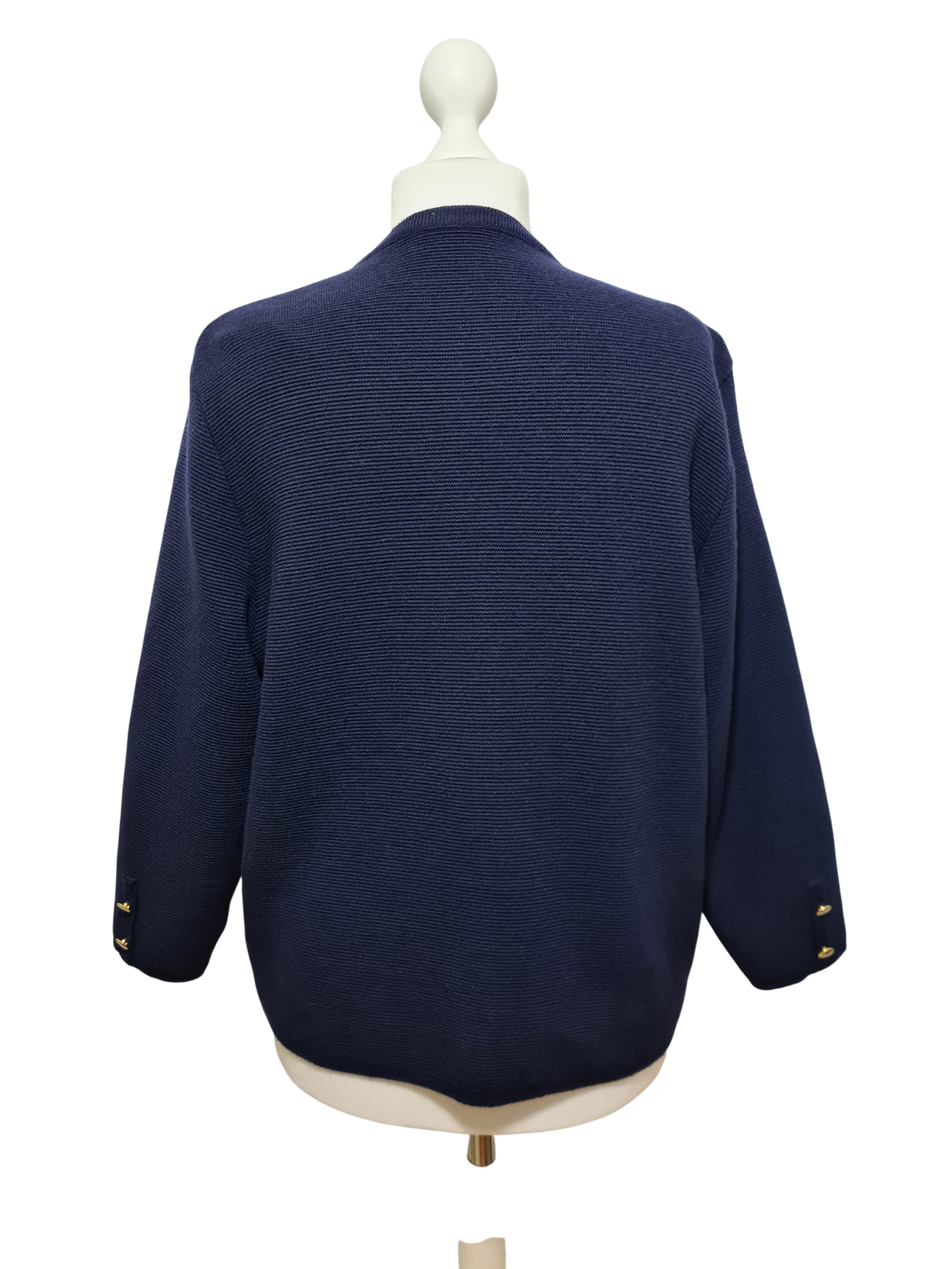 Cardigan vintage bleu marine Lima Euromotte laine mérinos T.42