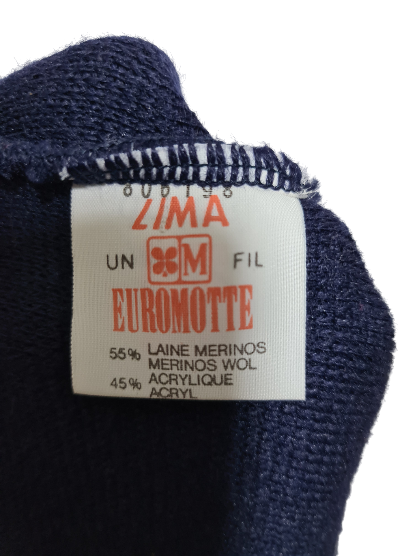 Cardigan vintage bleu marine Lima Euromotte laine mérinos T.42