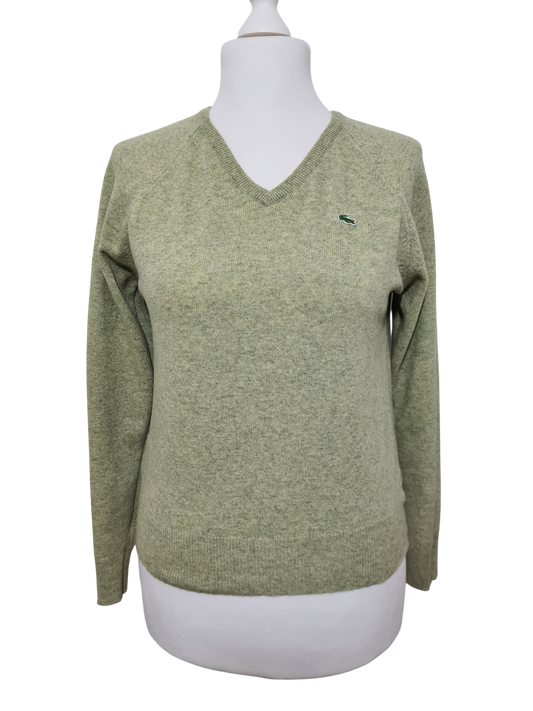 Pull col V Lacoste femme laine d’agneau T.40 (vintage made in Spain)