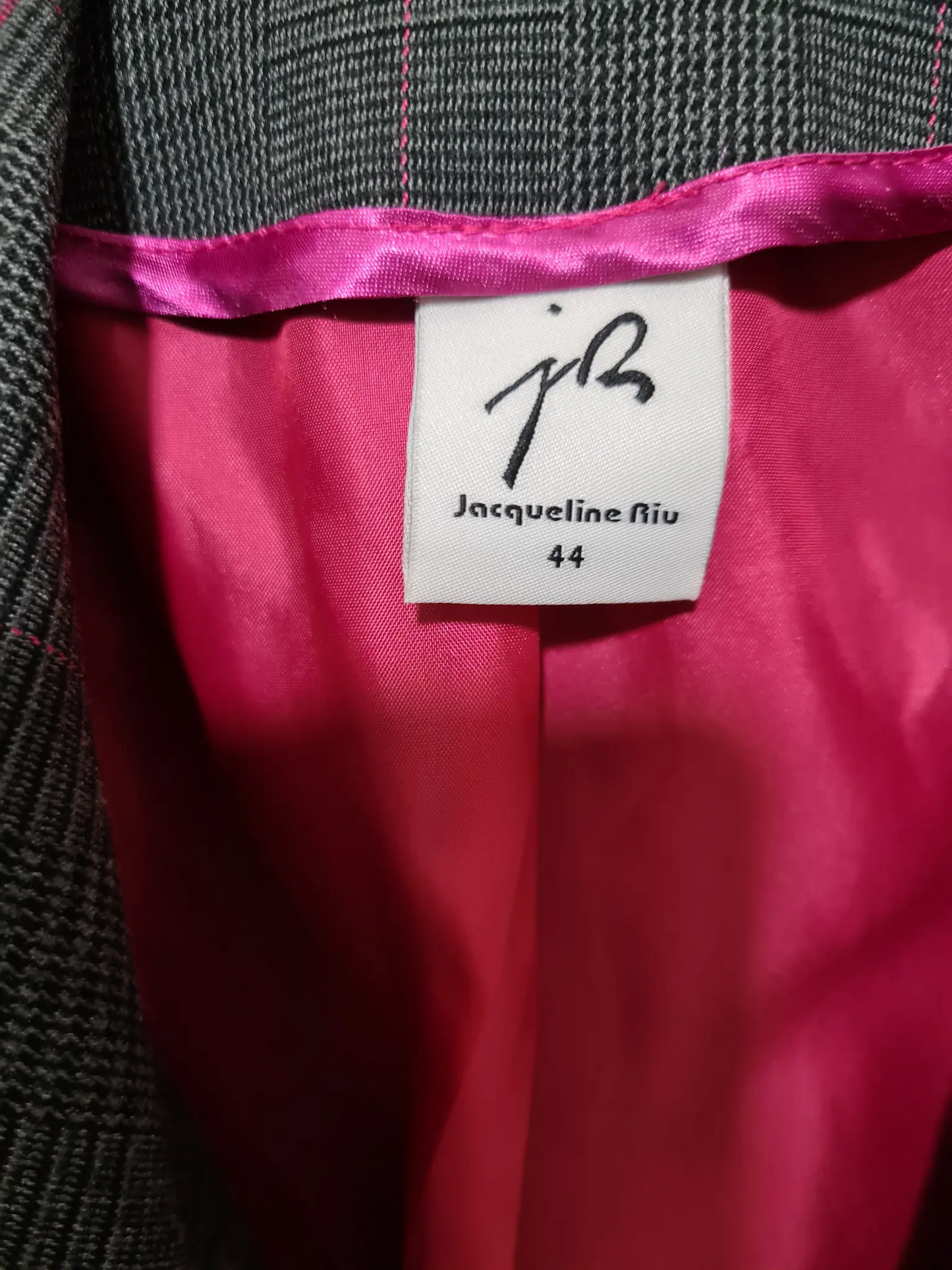 Caban court à carreaux gris Jacqueline Riu Y2K T.44 (manches 3/4)