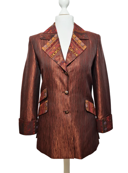Veste longue Un Jour Ailleurs Paris T.40 marron brocard vintage chic