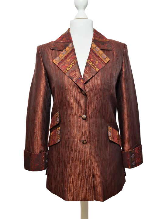 Veste longue Un Jour Ailleurs Paris T.40 marron brocard vintage chic