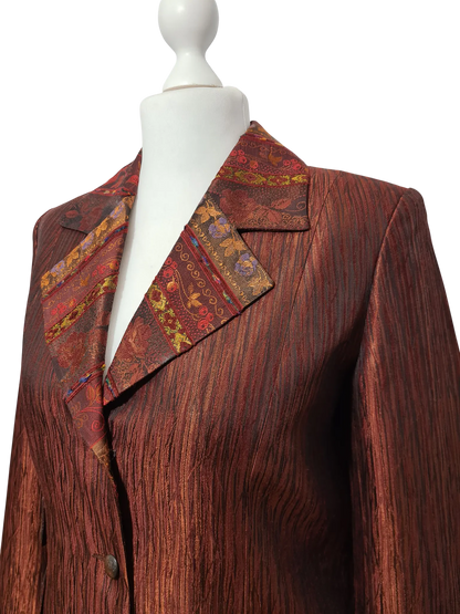 Veste longue Un Jour Ailleurs Paris T.40 marron brocard vintage chic