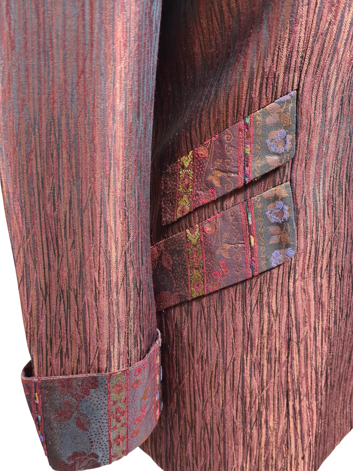 Veste longue Un Jour Ailleurs Paris T.40 marron brocard vintage chic