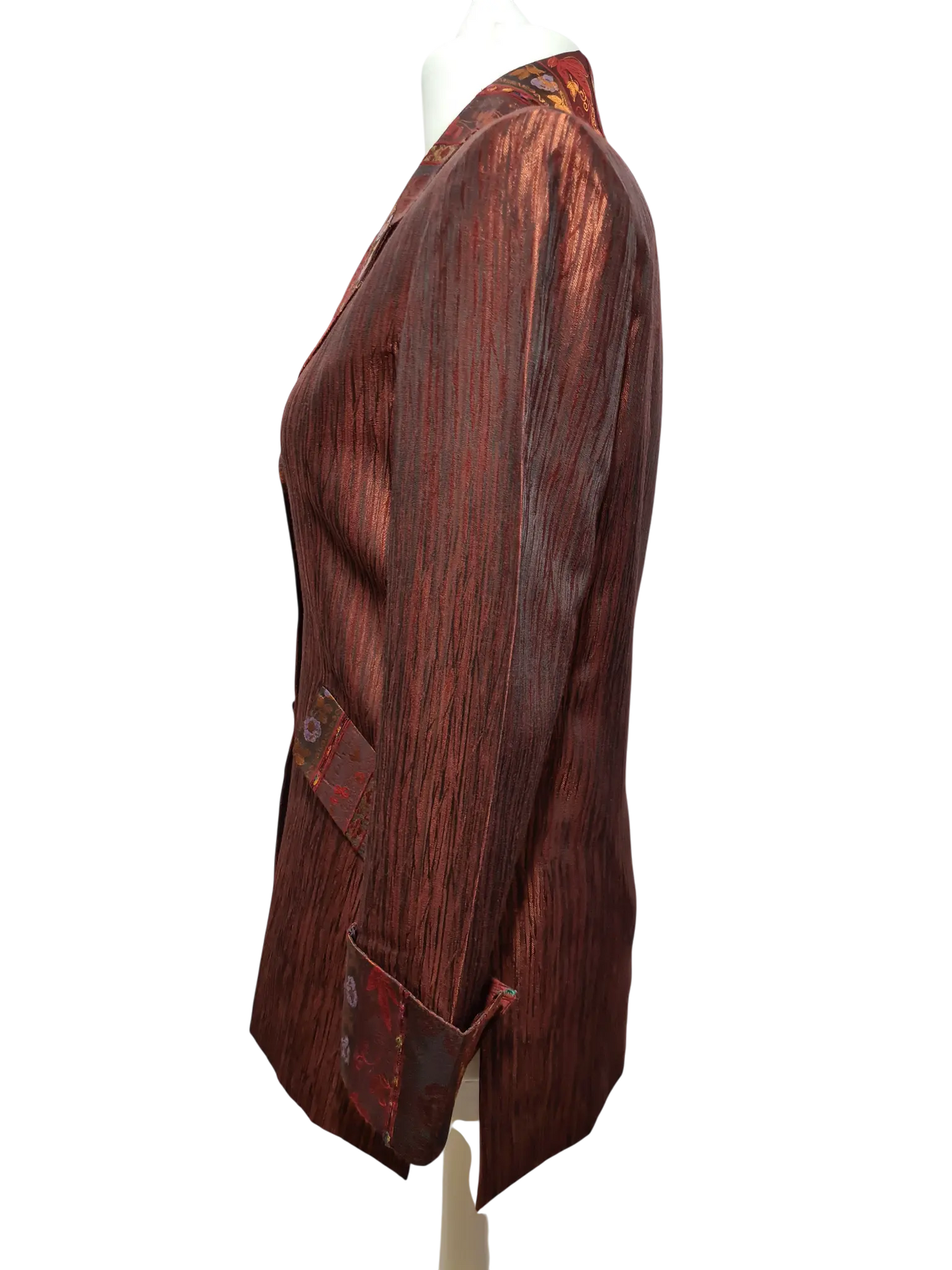 Veste longue Un Jour Ailleurs Paris T.40 marron brocard vintage chic