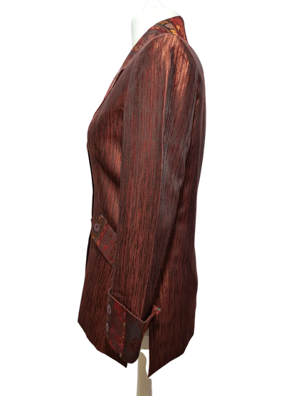 Veste longue Un Jour Ailleurs Paris T.40 marron brocard vintage chic