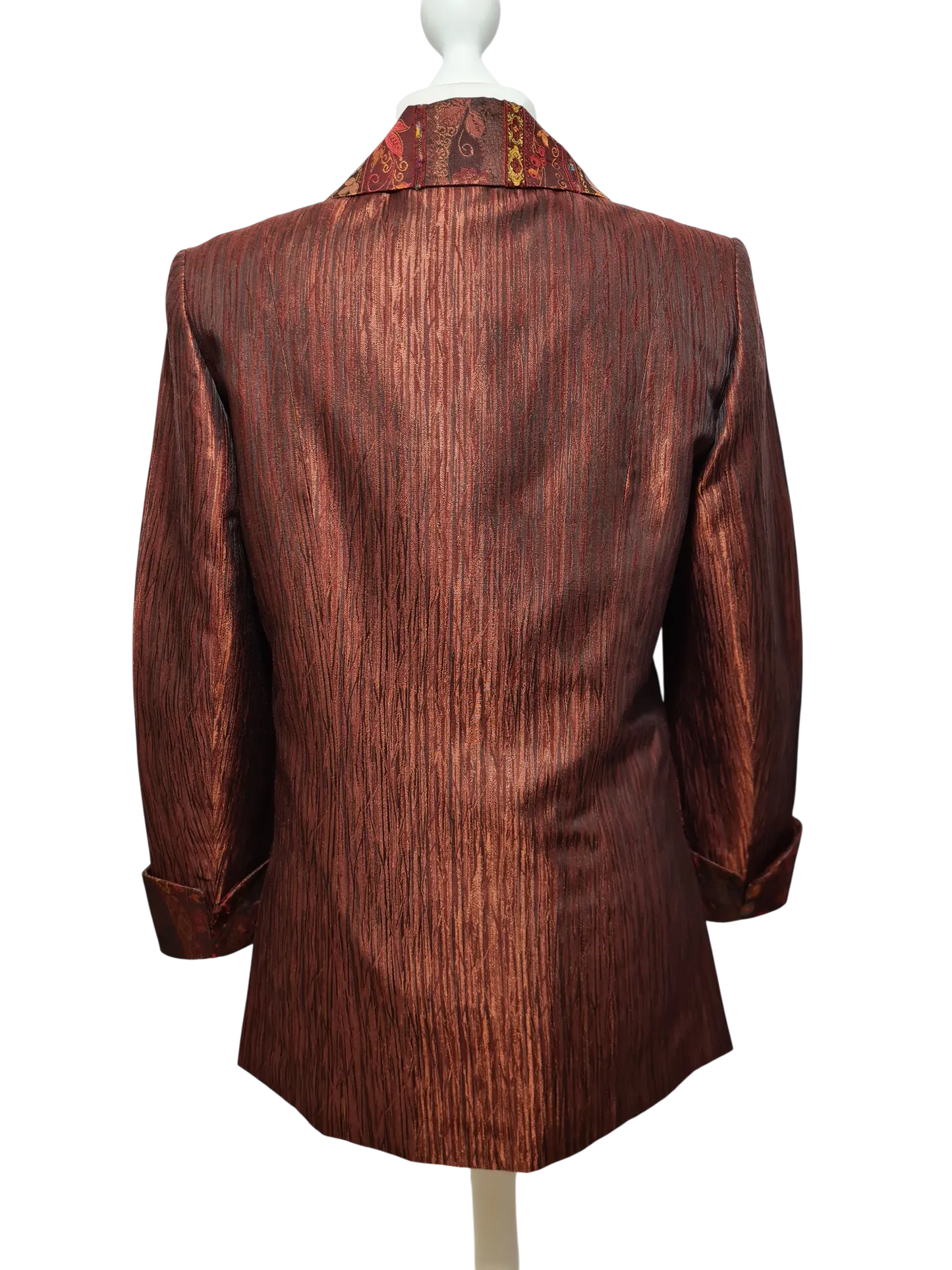 Veste longue Un Jour Ailleurs Paris T.40 marron brocard vintage chic