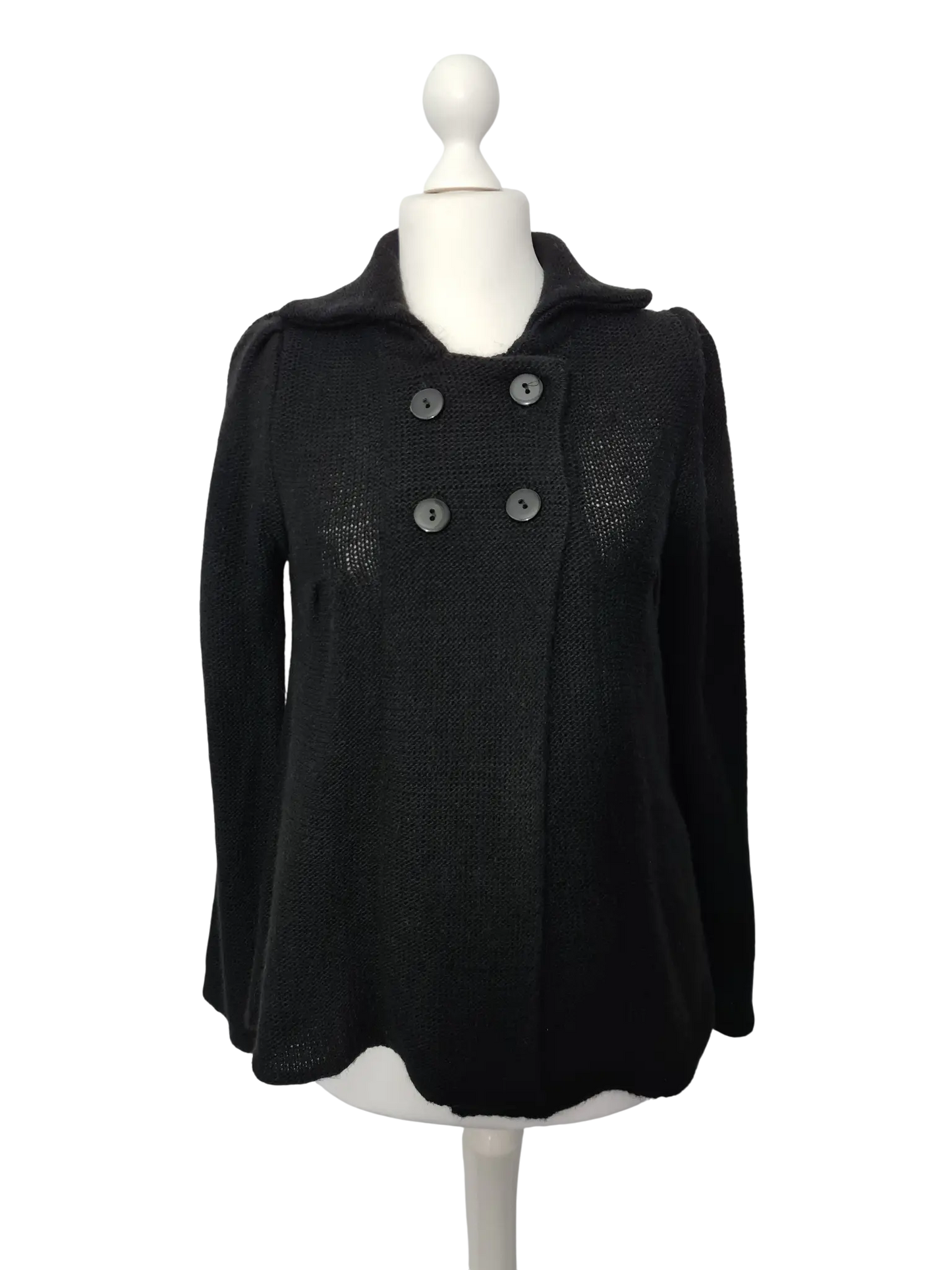 Pull noir à boutons T.XXL mohair laine made in Italy vintage 90s