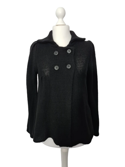 Pull noir à boutons T.XXL mohair laine made in Italy vintage 90s