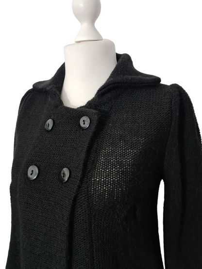 Pull noir à boutons T.XXL mohair laine made in Italy vintage 90s