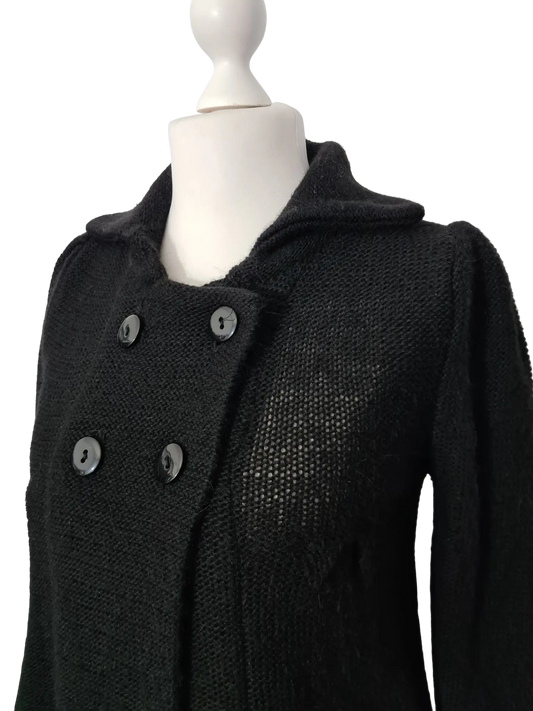 Pull noir à boutons T.XXL mohair laine made in Italy vintage 90s