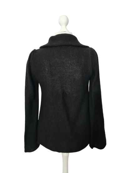 Pull noir à boutons T.XXL mohair laine made in Italy vintage 90s