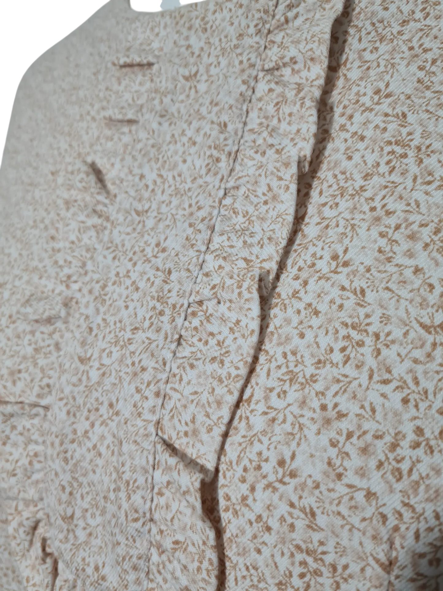 Blouse vintage fleurs beige cousue main T. 44 – manches bouffantes style années 80 Aucun fournisseur